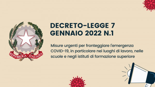 MISURE COVID-19 Novità Decreto Legge del 7 gennaio 2022